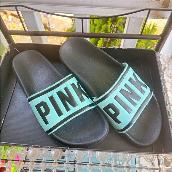 Victoria's Secret Pink Womens Slides Slip On Sandals Slippers Flip Flops - Picture 8 of 9